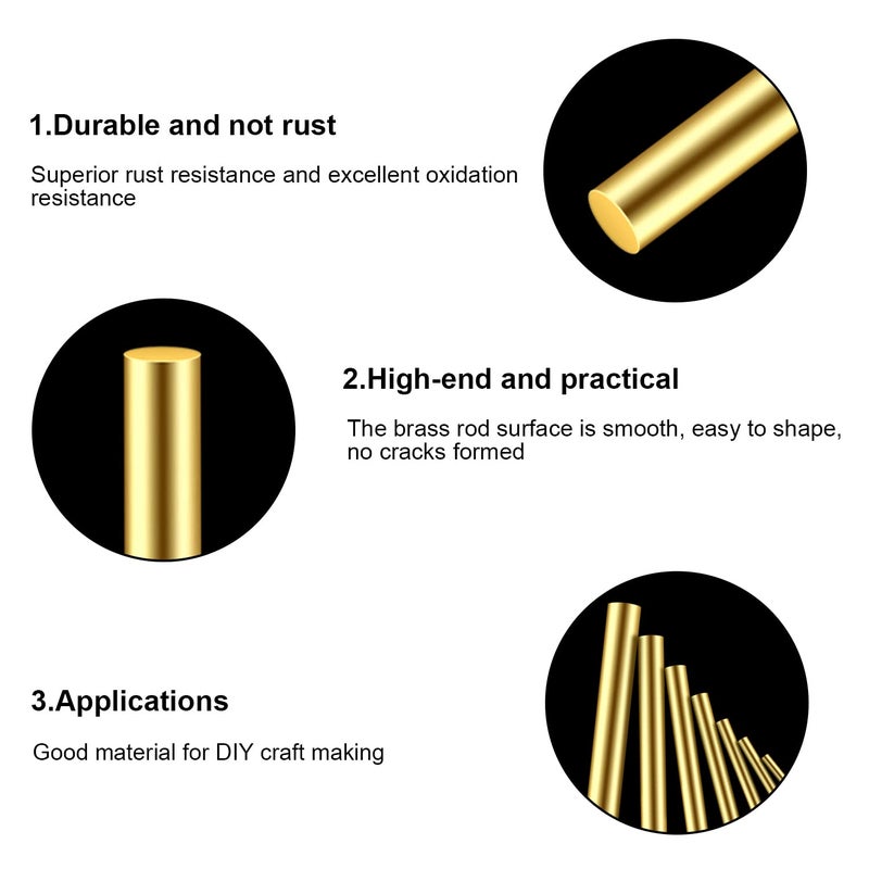 DYWISHKEY 10 Pieces 12 inches 1/8 inch Brass Rods, Brass Round Stock Lathe Bar Stock for DIY Craft Making, Handle Pin, Brass Rod 1/8 inch in Diameter, 12 inches in Length - Image 4